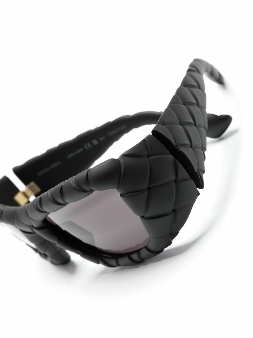 Bottega Veneta Eyewear Black Intrecciato Rectangle-Frame Sunglasses