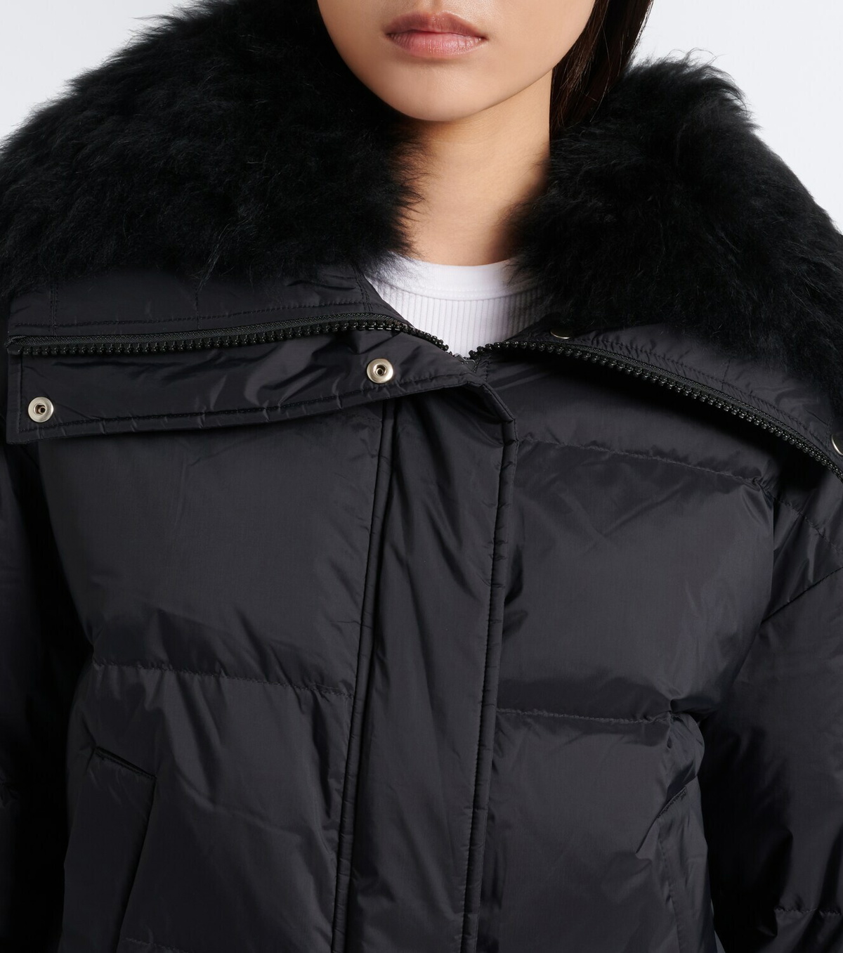 Yves Salomon Doudoune shearling-trimmed down jacket
