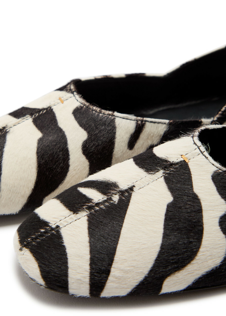 Khaite Jane Zebra-print Calf Hair Ballet Flats Black And White