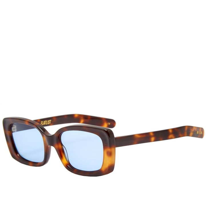 Photo: Flatlist Eazy Sunglasses Tortoise & Solid Blue Lens