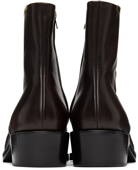Rochas Homme Brown Leather Zip-Up Boots