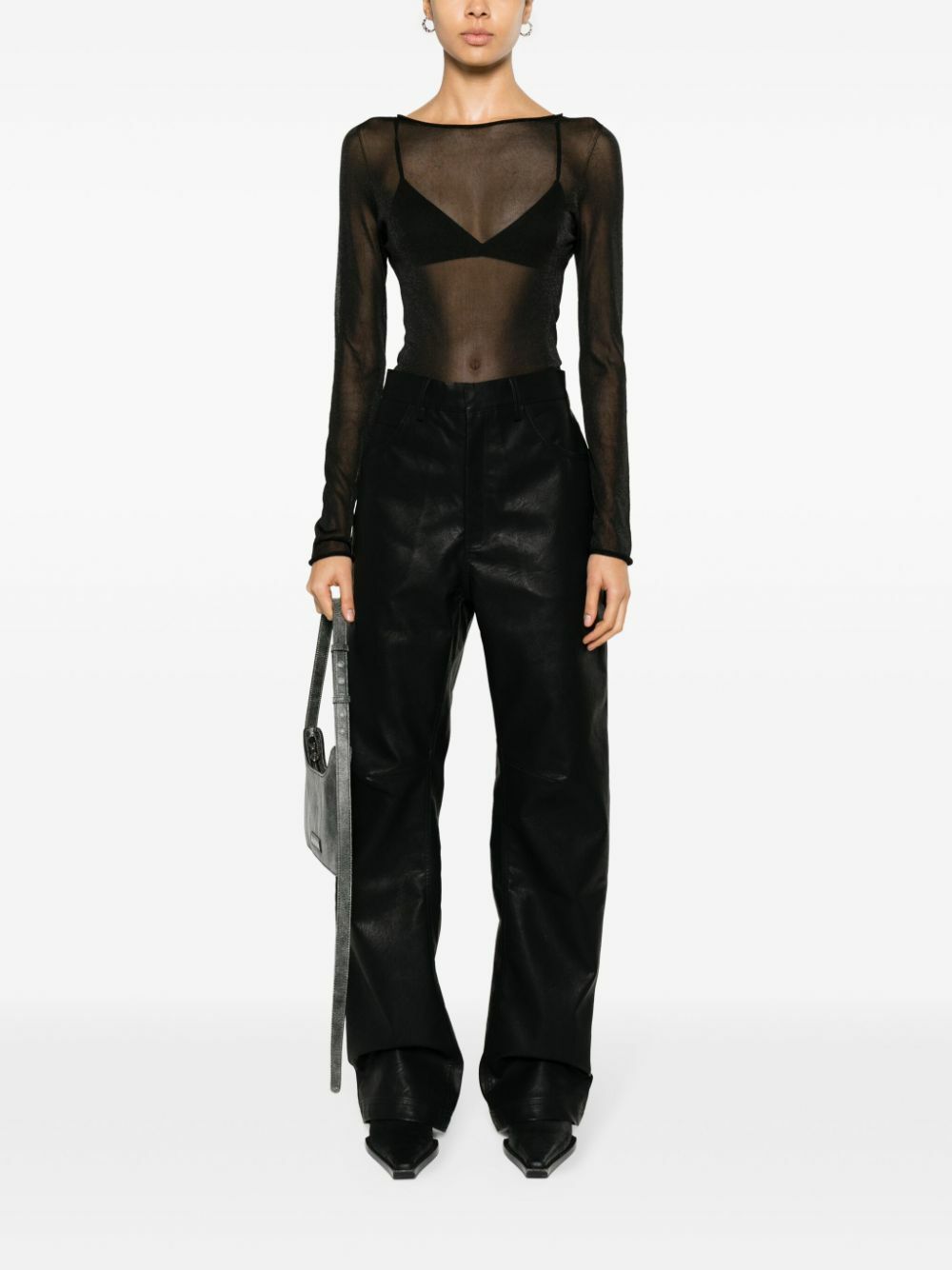 ENTIRE STUDIOS Black Wet Faux-Leather Straight Trousers Entire Studios