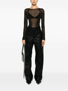 ENTIRE STUDIOS Black Wet Faux-Leather Straight Trousers