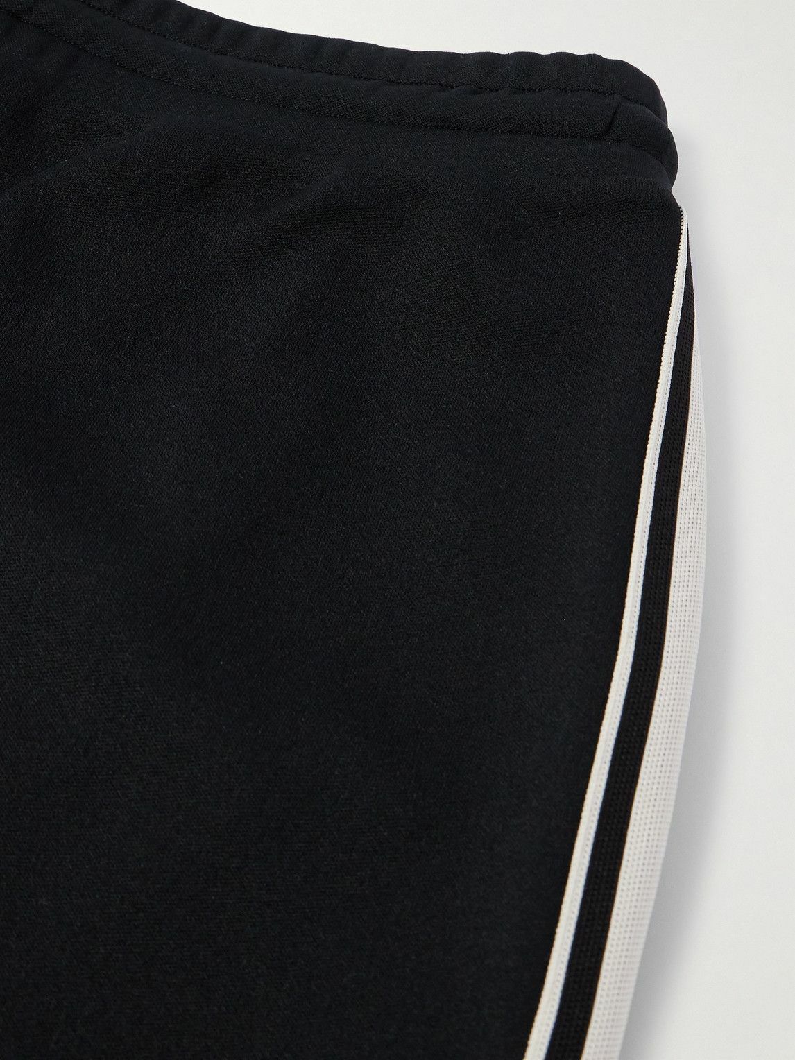 CELINE - Straight-Leg Logo-Embroidered Striped Jersey Drawstring Shorts - Black