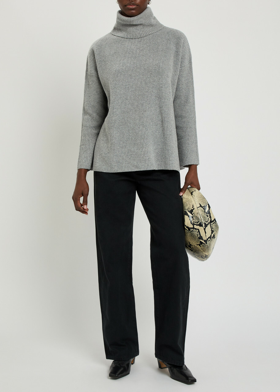 Eileen Fisher Ribbed Roll-neck Wool and Cashmere-blend Jumper Grey