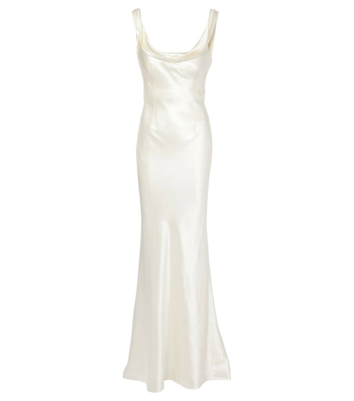 Photo: Danielle Frankel Bridal Chiara draped silk and wool gown