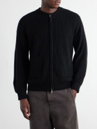 FrizmWORKS - Ribbed Wool-Blend Zip-Up Sweater - Black