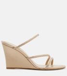 Rene Caovilla Crystal-embellished satin wedges