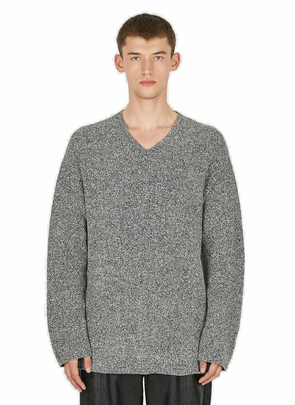 Photo: Marled Boucle V-Neck Sweater in Grey