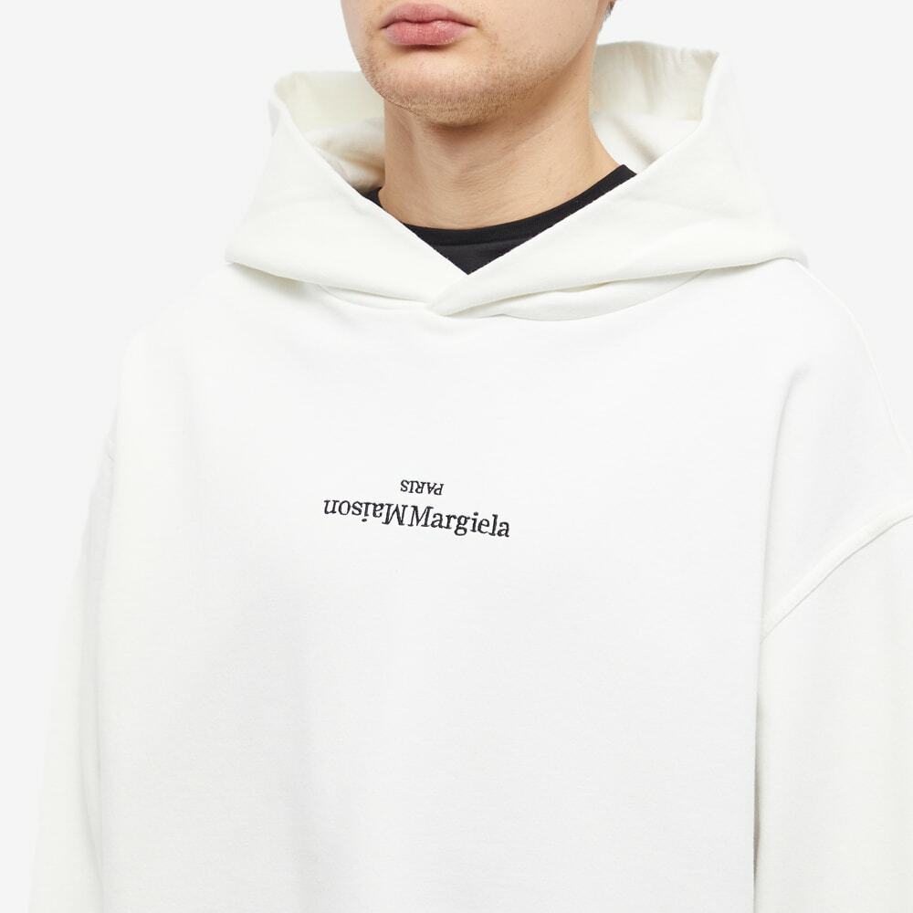 Maison Margiela Men's Upside Down Logo Hoody in White Maison Margiela