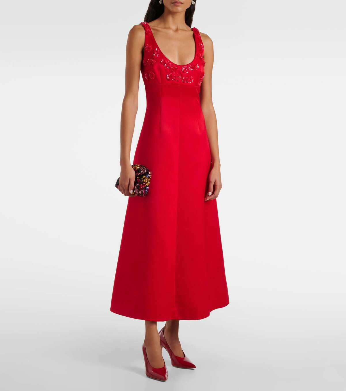 strapless open back dress Rent Emilia Wickstead Keeley Dress Red Floral