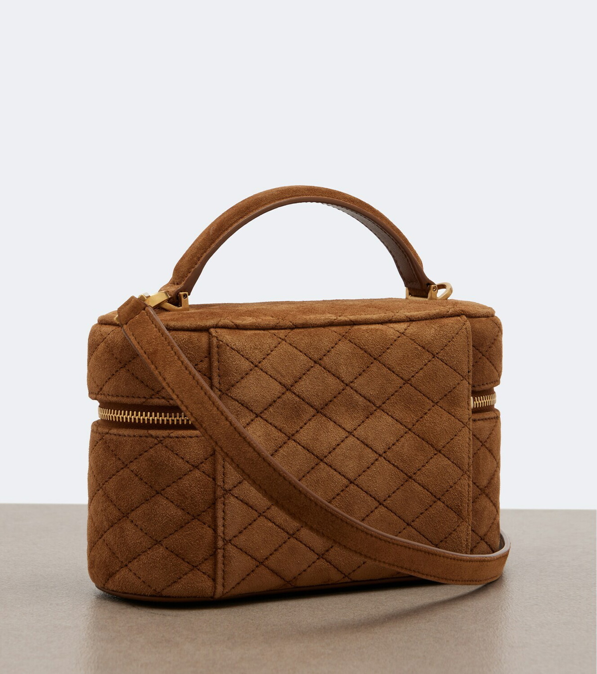 Saint Laurent Gaby Mini quilted suede vanity bag