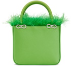 MACH & MACH Green Feather-Trimmed Bag