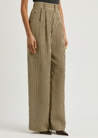 Petar Petrov Striped Wide-leg Seersucker Silk Trousers Brown