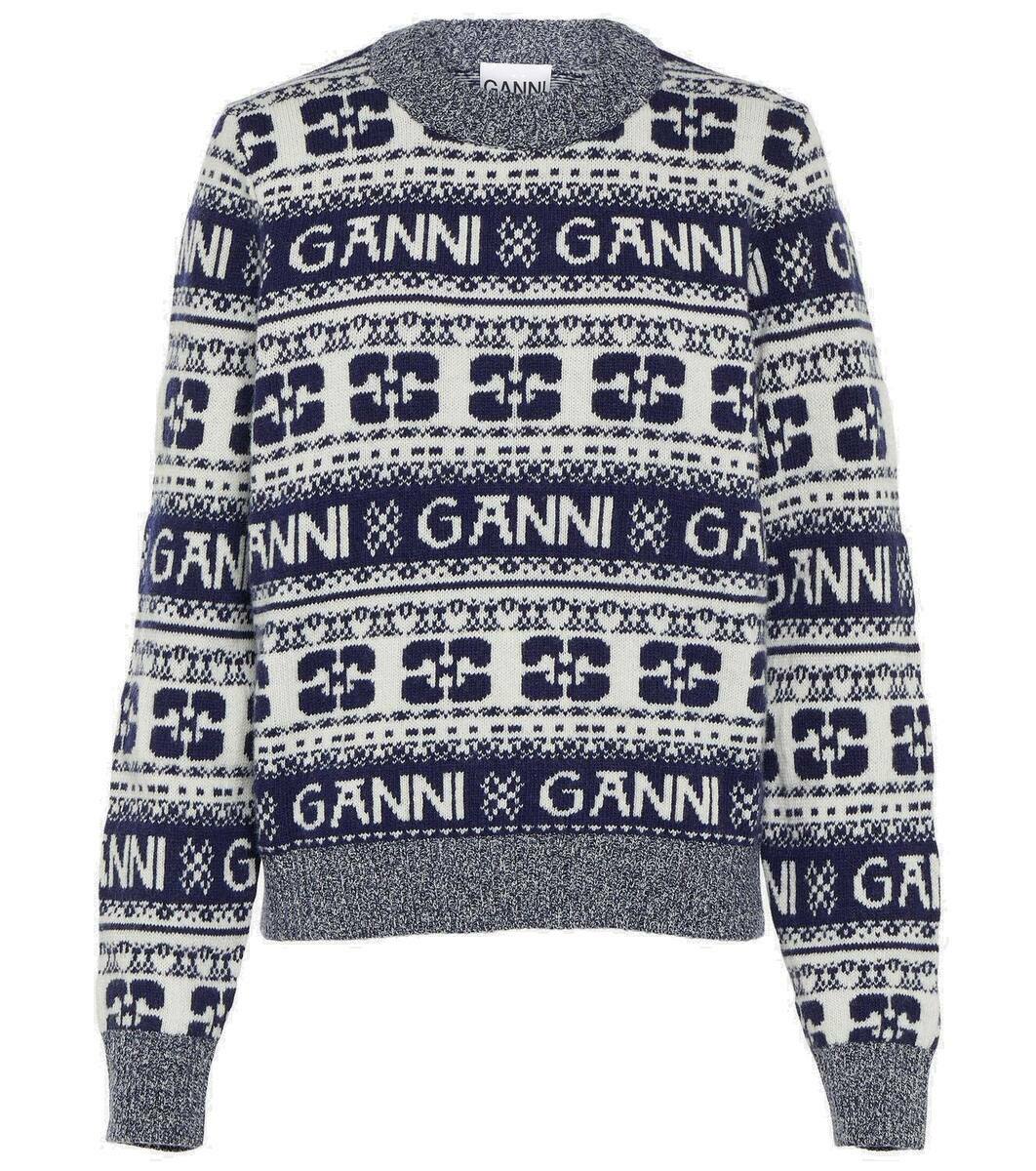 Ganni Logo wool-blend sweater GANNI