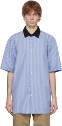 Dries Van Noten Blue Len Lye Edition Striped Graphic Short Sleeve Shirt