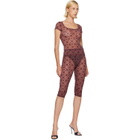 Marine Serre Burgundy Moonogram Mesh Flock Capri Leggings
