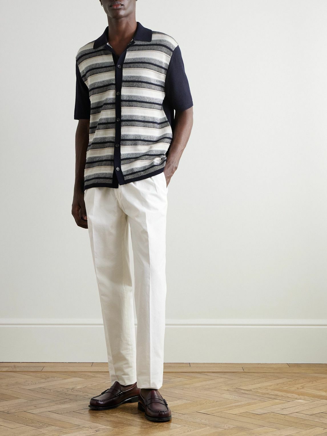 Rubinacci - Manny Straight-Leg Pleated Cotton-Twill Trousers - White