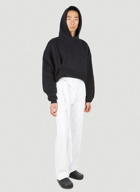 Otto Cropped Draped Hooded Sweatshirt in Black