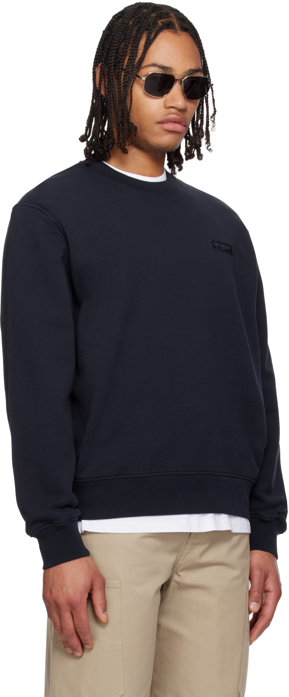 Givenchy Navy 'GIVENCHY Paris' Gros Grain Sweatshirt