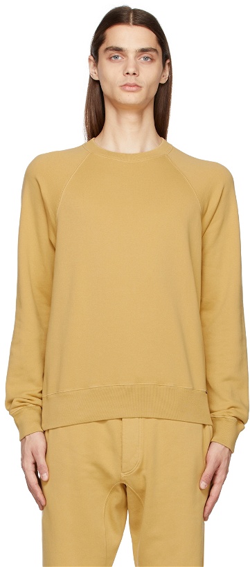 Photo: TOM FORD Yellow Vintage Garment-Dyed Sweatshirt