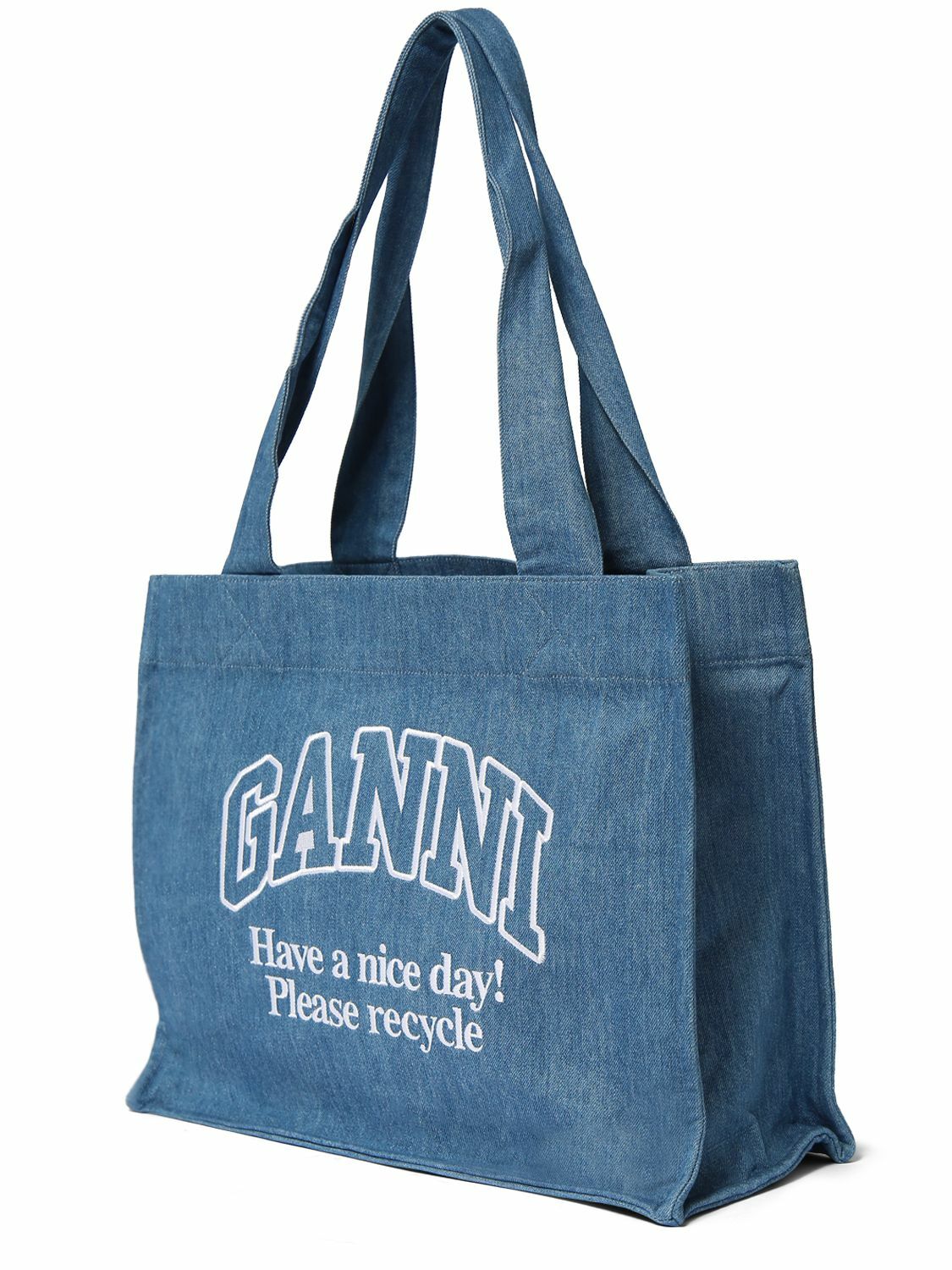 トートバッグ Ganni Large Easy Tote Bag - Ganni - Cotton - Denim Ganni Large Easy Denim Tote Bag