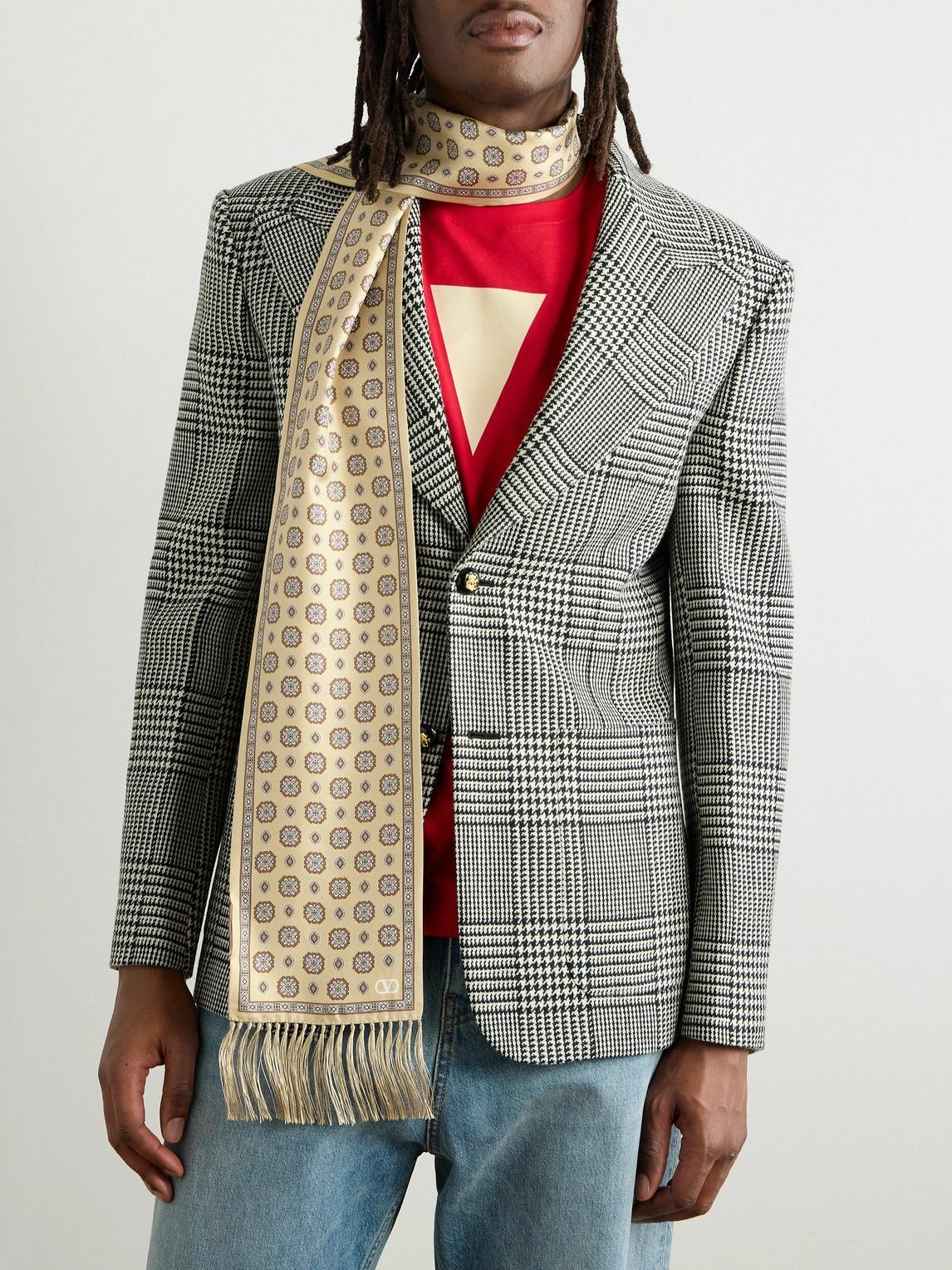 Valentino Garavani - Tasselled Printed Silk-Twill Scarf
