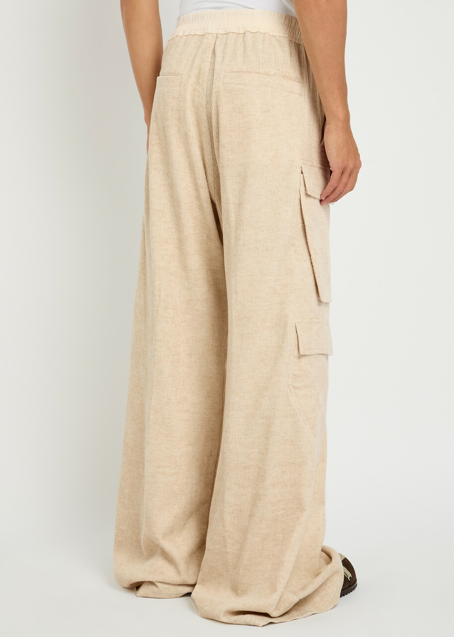 Rick Owens Cargobela Wide-leg Corduroy Cargo Trousers Cream