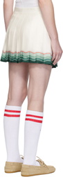 Casablanca White Tennis Pleated Silk Miniskirt