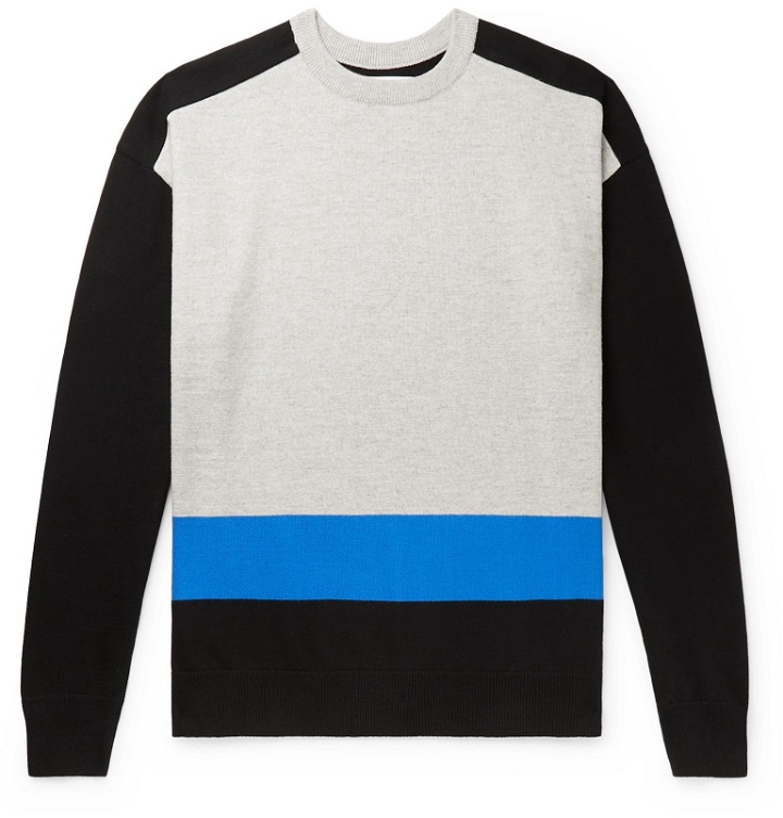Photo: Aloye - Colour-Block Cotton Sweater - Gray