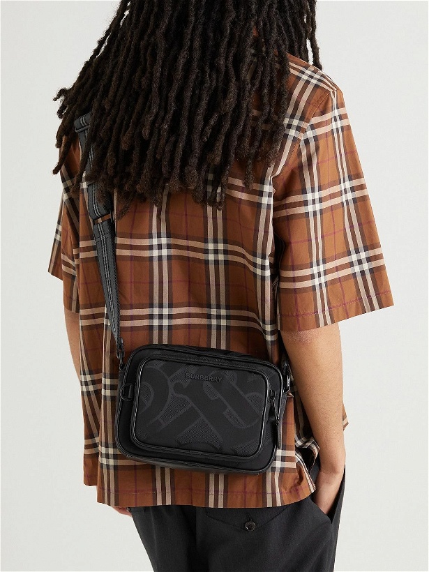 Photo: Burberry - Monogram-Jacquard Leather-Trimmed Shell Messenger Bag
