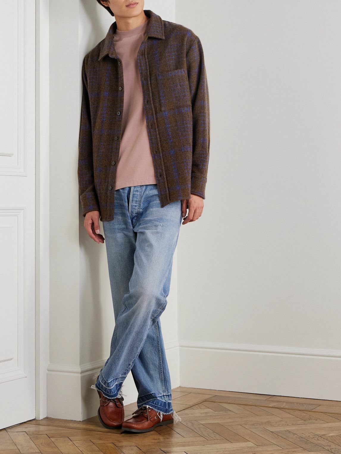 The Elder Statesman - Checked Cashmere Overshirt - Brown