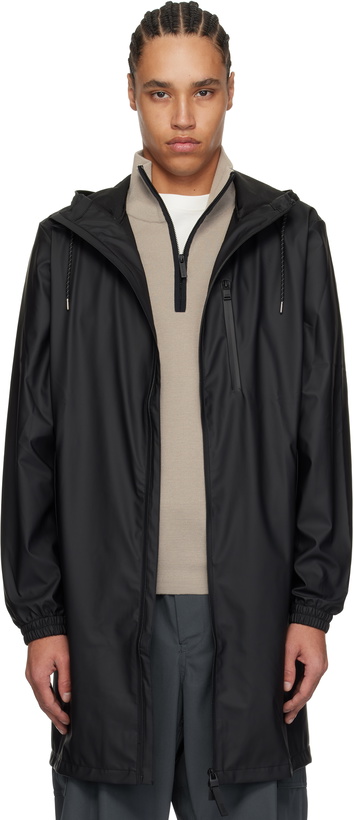 Photo: RAINS Black Long Storm Breaker Rain Coat