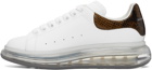 Alexander McQueen White & Tan Croc Clear Sole Oversized Sneakers