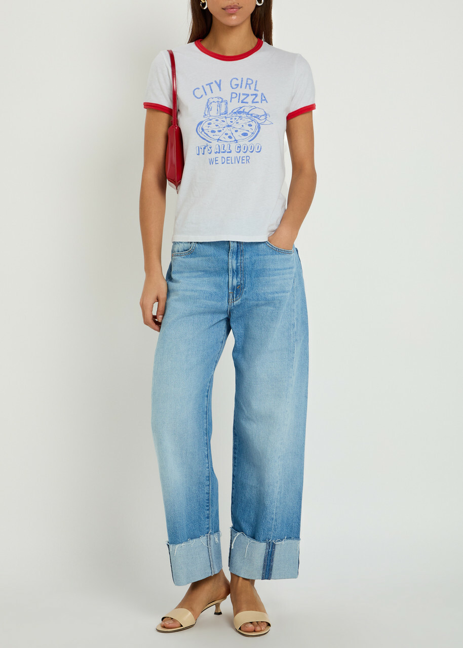 Mother The Lil Goodie Ringer Printed Cotton T-shirt White