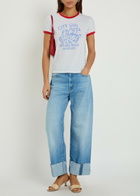 Mother The Lil Goodie Ringer Printed Cotton T-shirt White