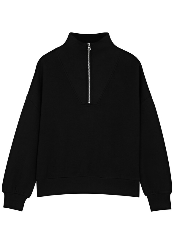 Photo: Varley Hawley Half-zip Stretch-jersey Sweatshirt Black