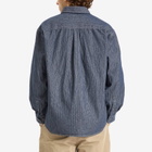 FrizmWORKS Men's Denim Carpenter Pocket Work Shirt in Indigo Stripe