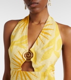 Cala de la Cruz Orly printed cutout linen midi dress
