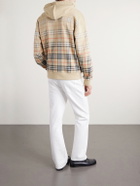 Burberry - Checked Cotton-Jersey Hoodie - Neutrals