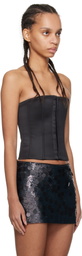 GUIZIO Black Satin Corset Top