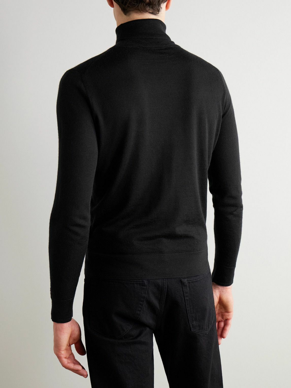 Canali - Cashmere, Wool and Silk-Blend Rollneck Sweater - Black