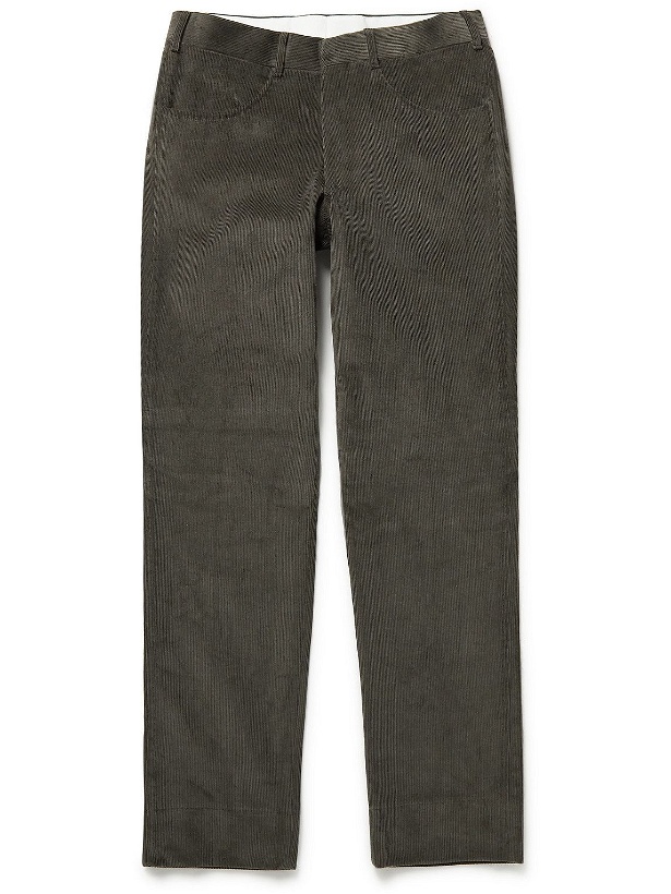 Photo: Anderson & Sheppard - Slim-Fit Cotton-Corduroy Trousers - Gray