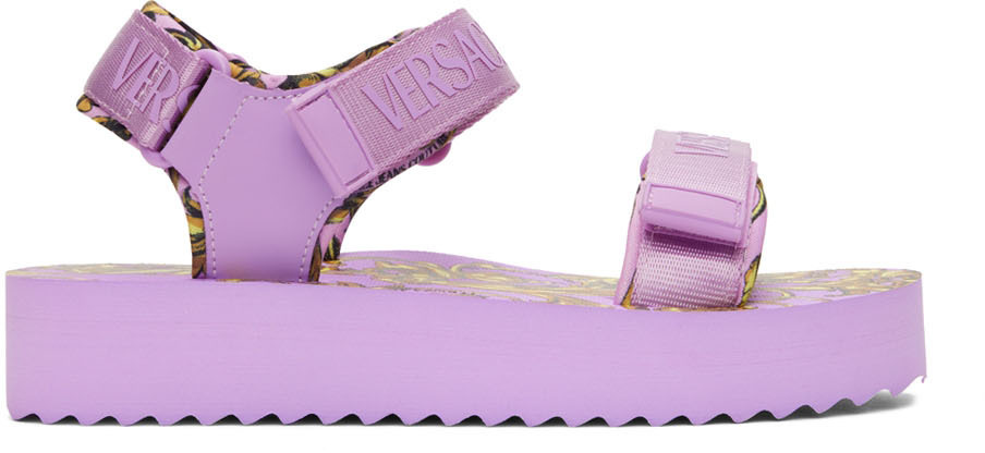 Versace Jeans Couture Purple Garland Logo Sandals