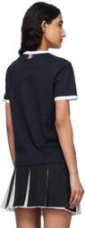 Thom Browne Navy RWB-Stripe Logo-Patch T-shirt