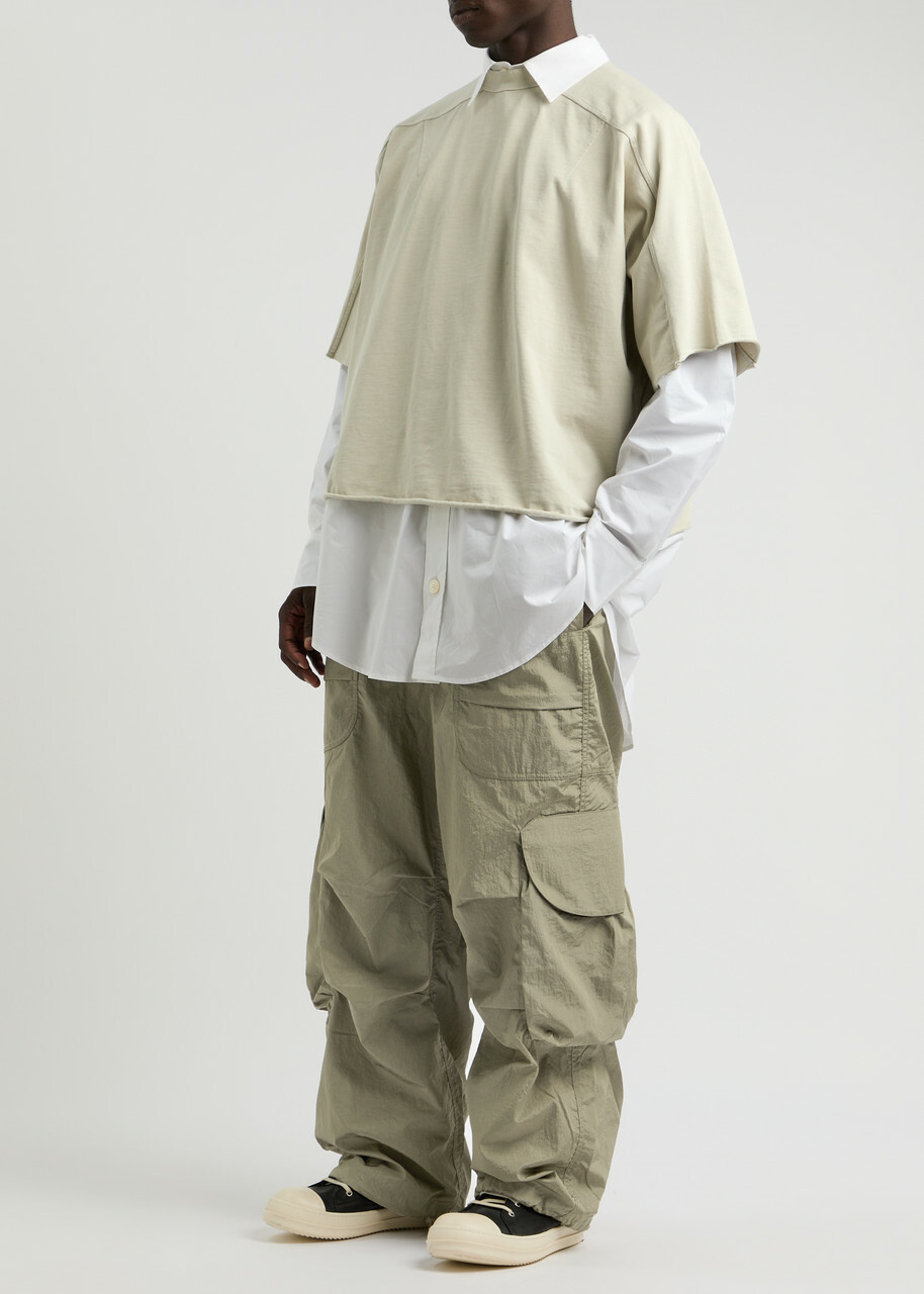 Entire Studios Freight Crinkled Nylon Cargo Trousers Sage