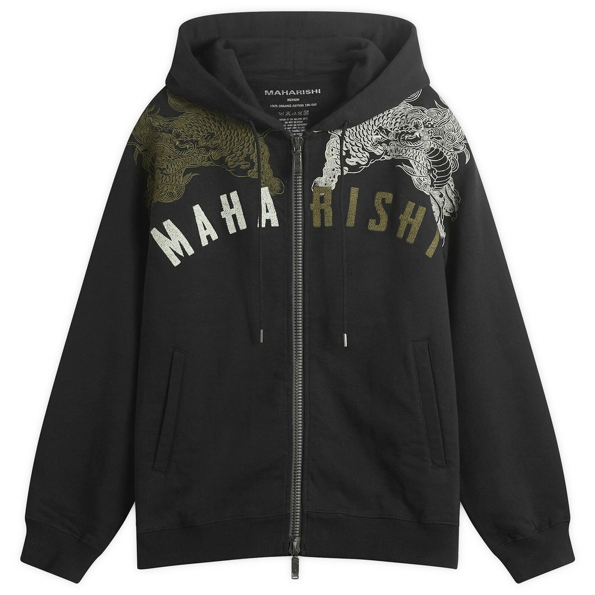 Maharishi Men's Kirin Embroidered Zip Hoodie in Black