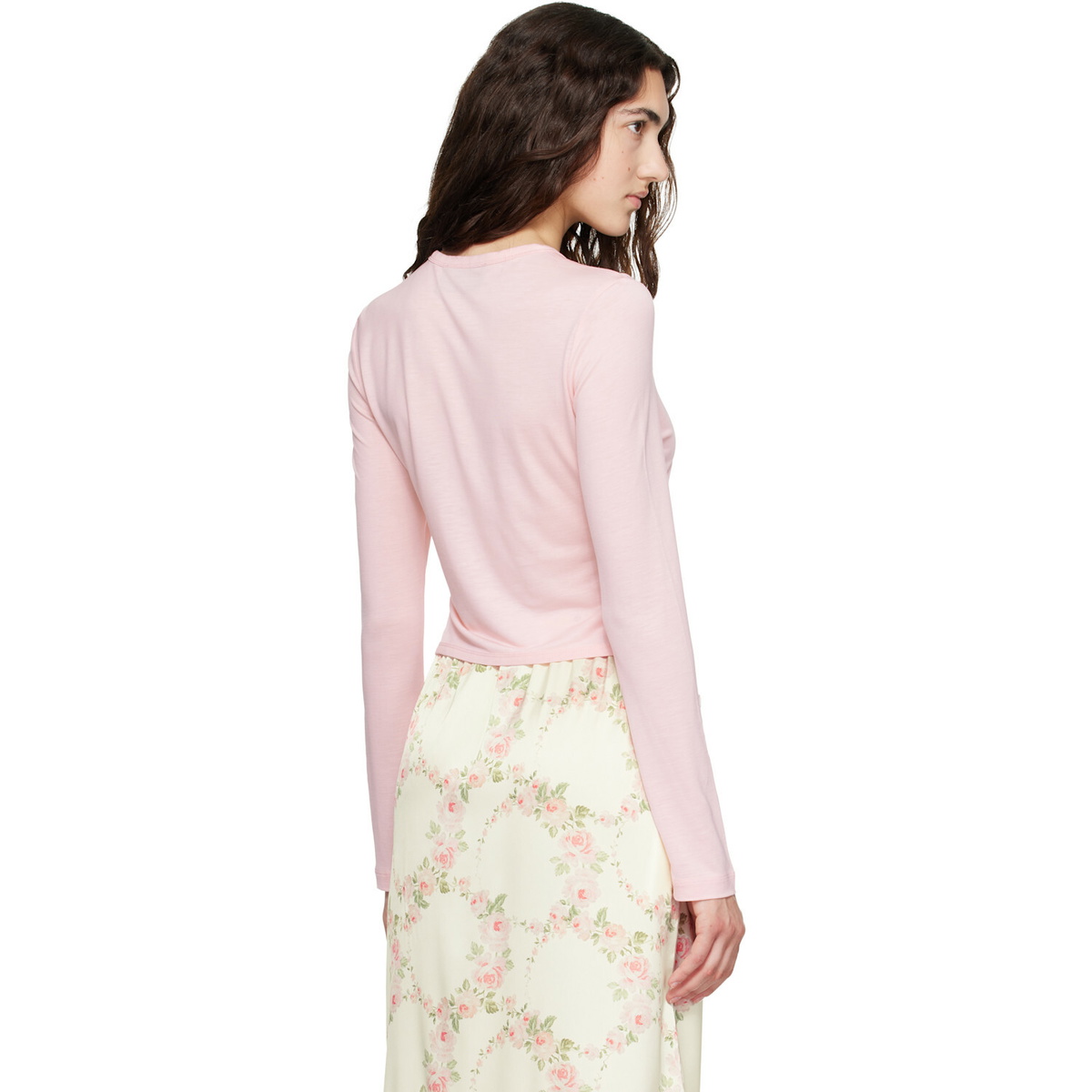 Simone Rocha Pink Bow Tail Easy Long Sleeve T-shirt