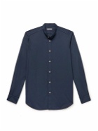 Boglioli - Slim-Fit Grandad-Collar Cotton-Poplin Shirt - Blue
