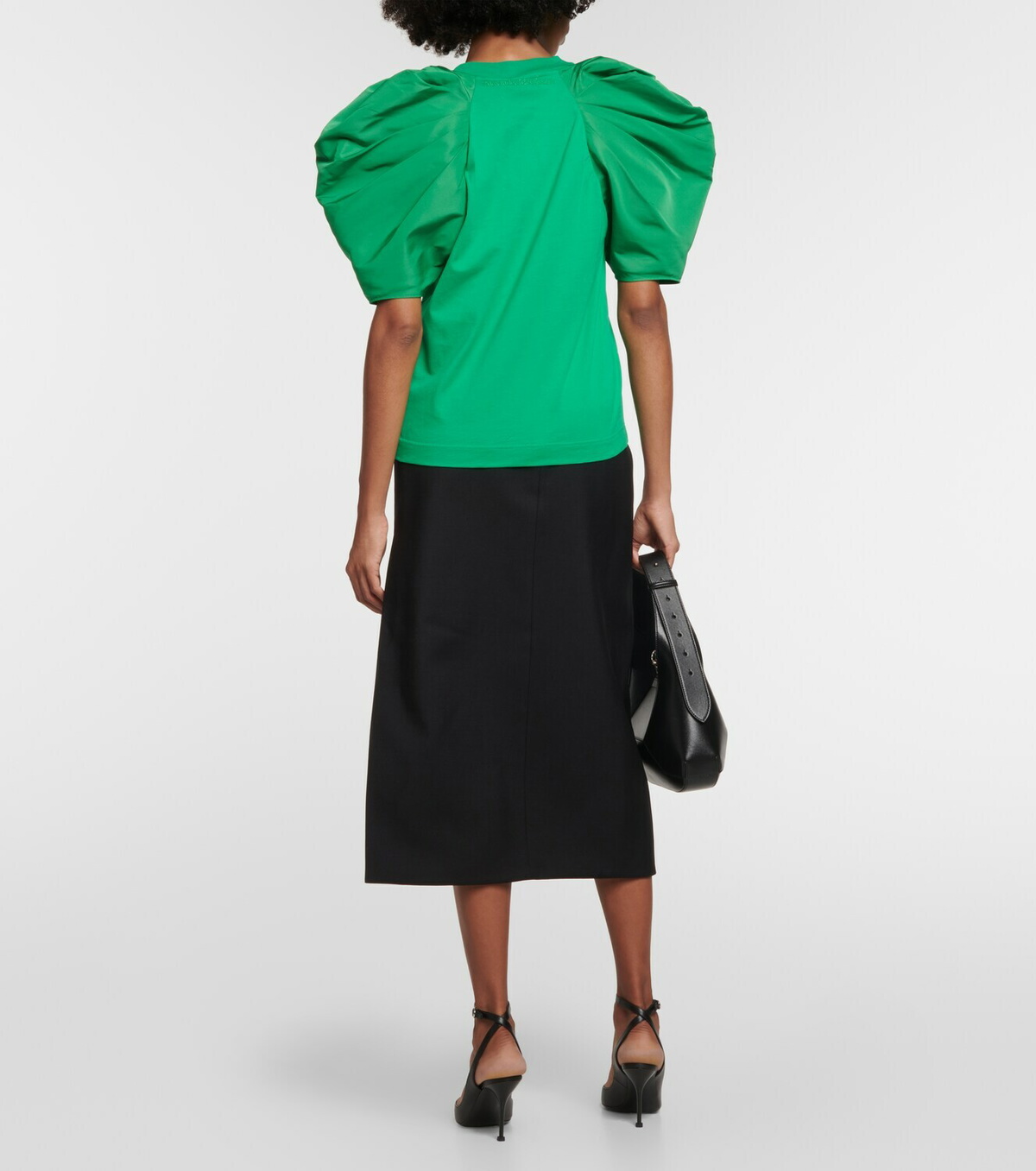 Alexander McQueen Puff-sleeve cotton jersey top